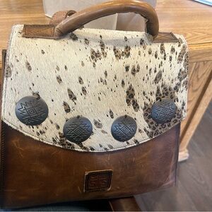 STS Ranchwear Brown Leather hair on hide concealed carry purse/back pack